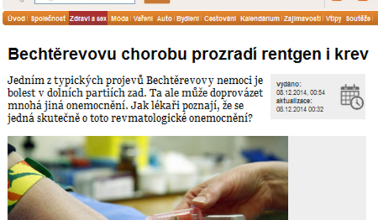 Bechtěrevovu chorobu prozradí rentgen i krev