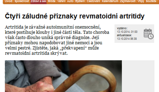 Čtyři záludné příznaky revmatoidní artritidy