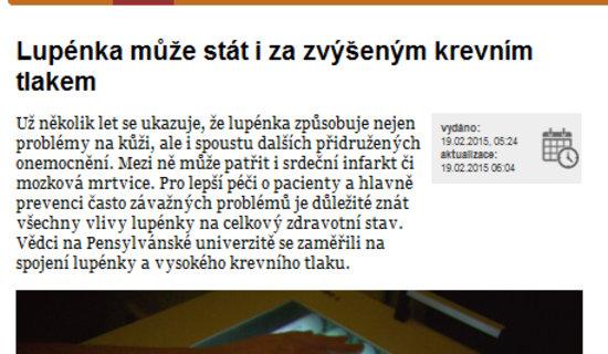 Lupénka může stát i za zvýšeným krevním tlakem