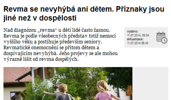 Revma se nevyhýbá ani dětem. Příznaky jsou jiné než v dospělosti
