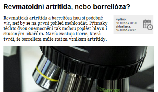 Revmatoidní artritida, nebo borrelióza?