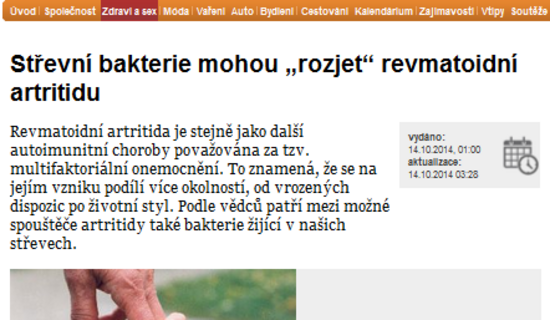 Střevní bakterie mohou „rozjet“ revmatoidní artritidu