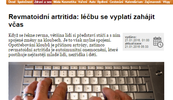 Revmatoidní artritida: léčbu se vyplatí zahájit včas